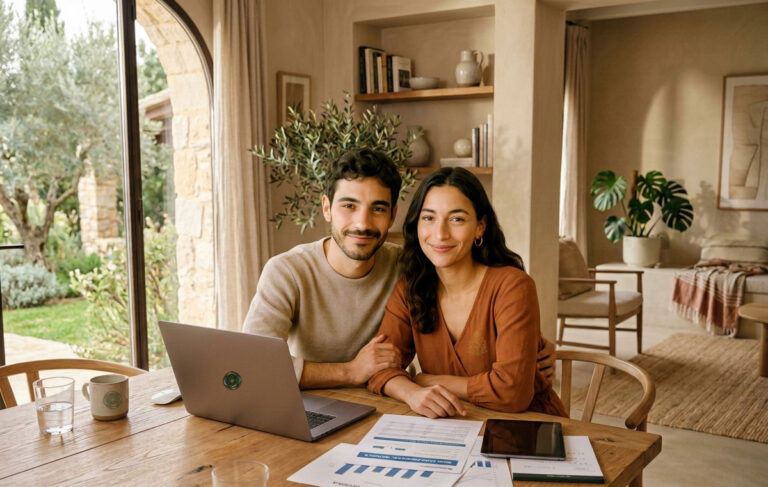 Casal a comparar propostas de crédito pessoal online em Portugal antes de escolher a melhor opção.